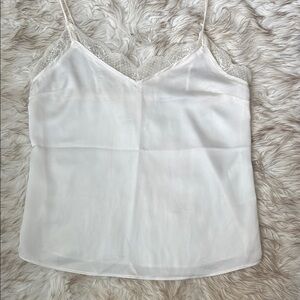 White Lace Trim Silk Cami Top